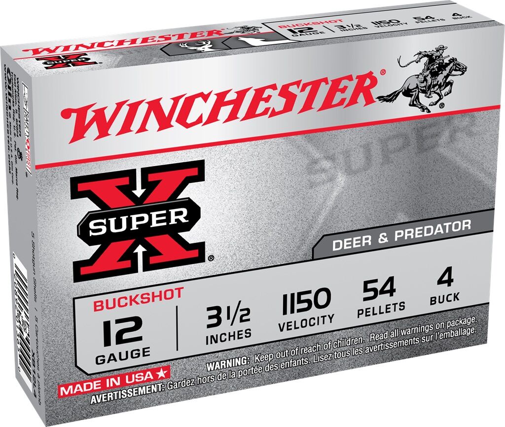 12 Gauge 3.5" Super-X 4 Shot Deer and Predator Shells